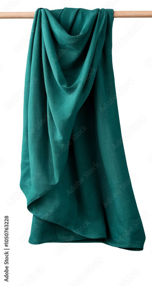Floating elegant green fabric, cut out, isolated on white background Floating elegant green fabric, cut out, isolated on white background