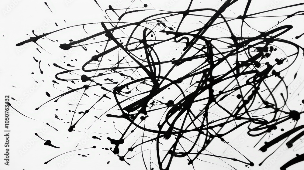 Obraz premium hand drawn ink brush, black grunge on white