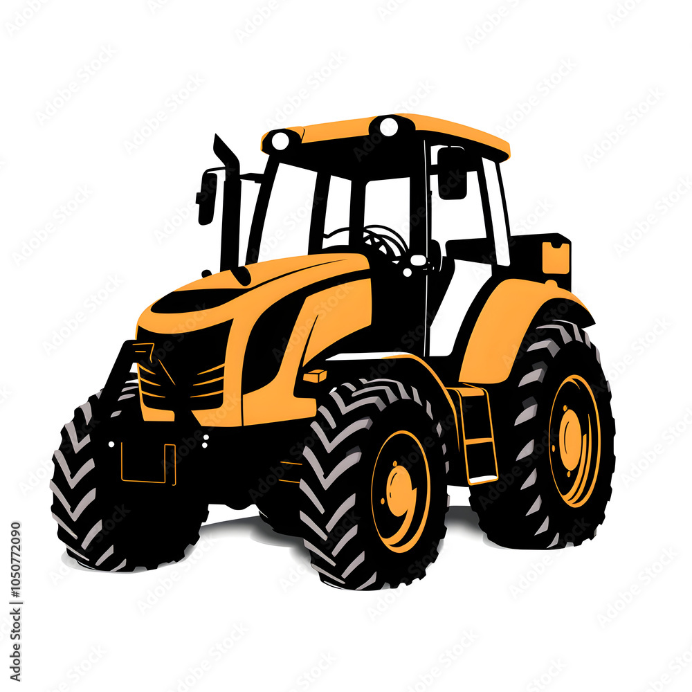 Obraz premium Construction tractor silhouette vector illustration white background. Generative AI