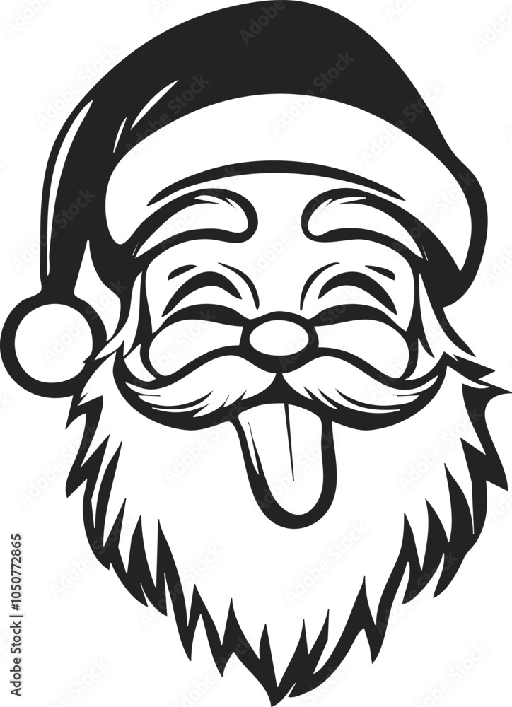 Obraz premium Playful Santa Claus head with tongue sticking out.
