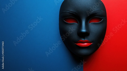 Black and Red Mask on Colorful Background