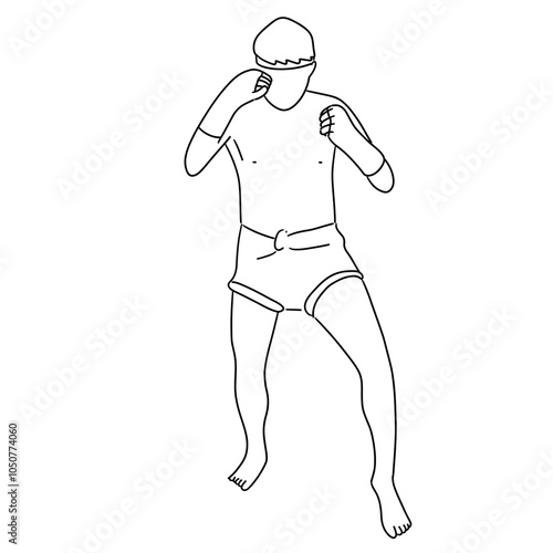 Thai Boxing format boxing dance_Ritual dance illustration