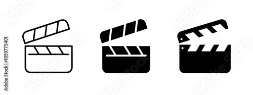 Clapper board icon. Movie filming action sign. Motion picture production director symbol. Cinematography clapboard vector illustration. Film cut pictogram. Cinema producer concept.