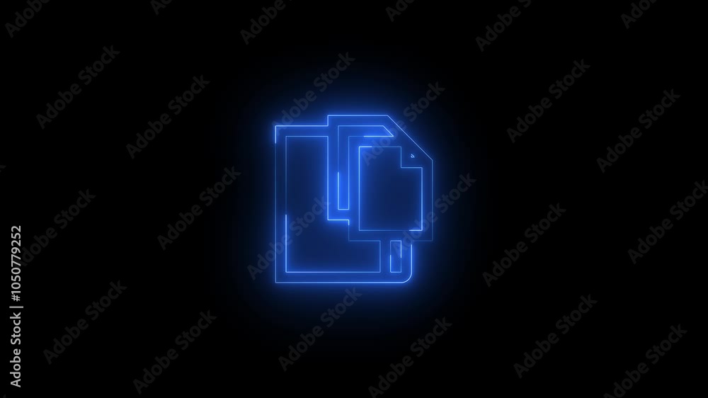 Neon copy to icon glowing black background animation Neon copy to icon glowing black background animation