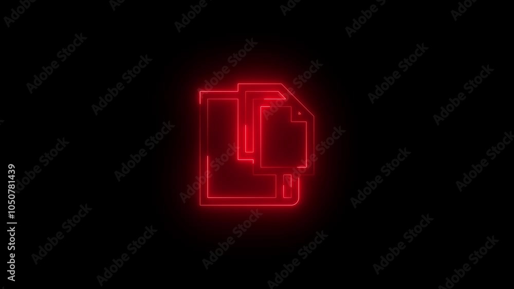 Neon copy to icon glowing black background animation Neon copy to icon glowing black background animation