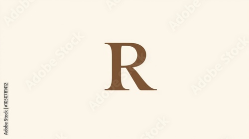 Art Deco logo design featuring the letter "R" set against a solid background with brown and luxurious gold 