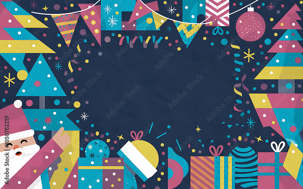 Obraz premium Geometric Christmas design with yellow and blue colors perfect for festive celebrations and winter holidays 