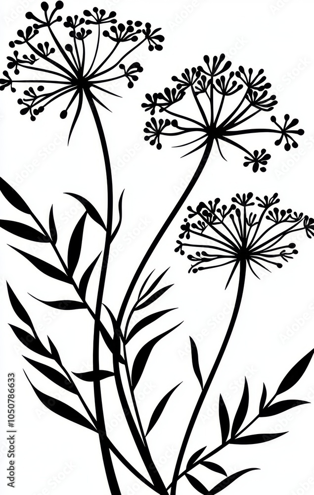 Fototapeta premium Black and White Queen Anne's Lace Templates for Printing and Cutting