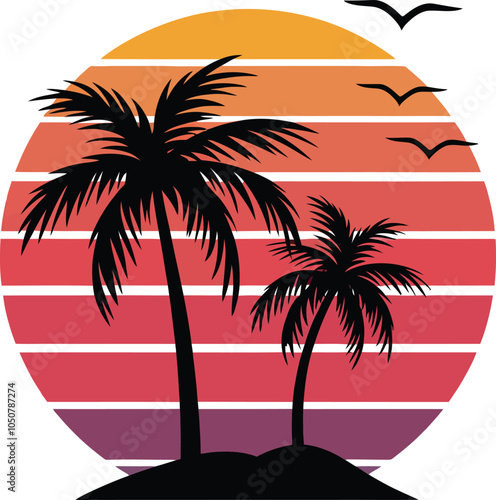 Vector Island Sunset