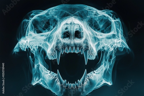 Luminescent Wolf Cranium Digital Art