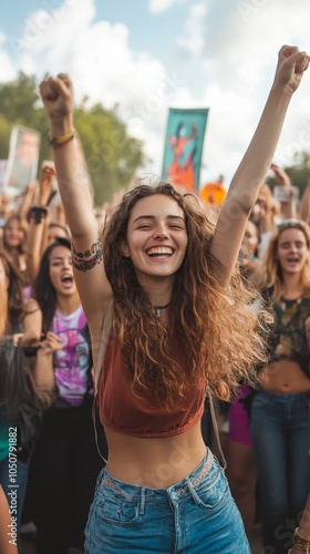 Wallpaper Mural Group of women protesting outdoors, Generative AI Torontodigital.ca