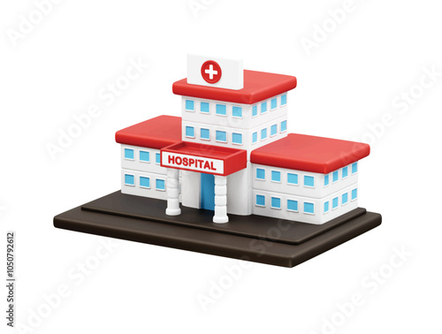Hospital building icon illustration vector 3d