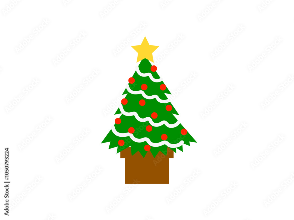 シンプルなクリスマスツリーB:白モール&赤オーナメント シンプルなクリスマスツリーB:白モール&赤オーナメント