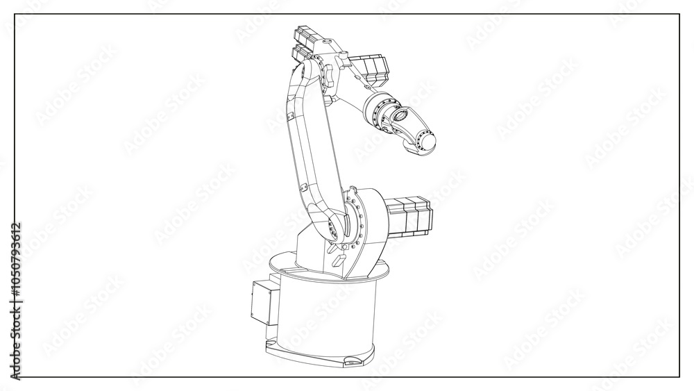 Obraz premium 3D Rendered Industrial Robotic Arm for Precision Automation and Manufacturing.