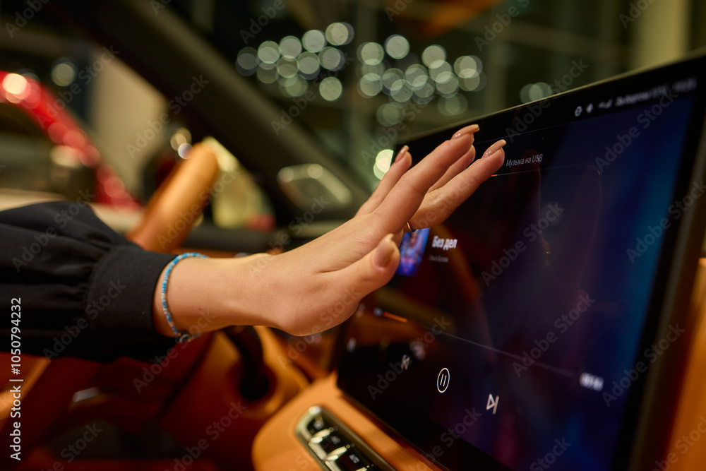 A modern car interior with advanced touchscreen controls enhances user experience and convenience A modern car interior with advanced touchscreen controls enhances user experience and convenience