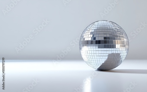 Silver disco mirror ball on a clean white background  photo