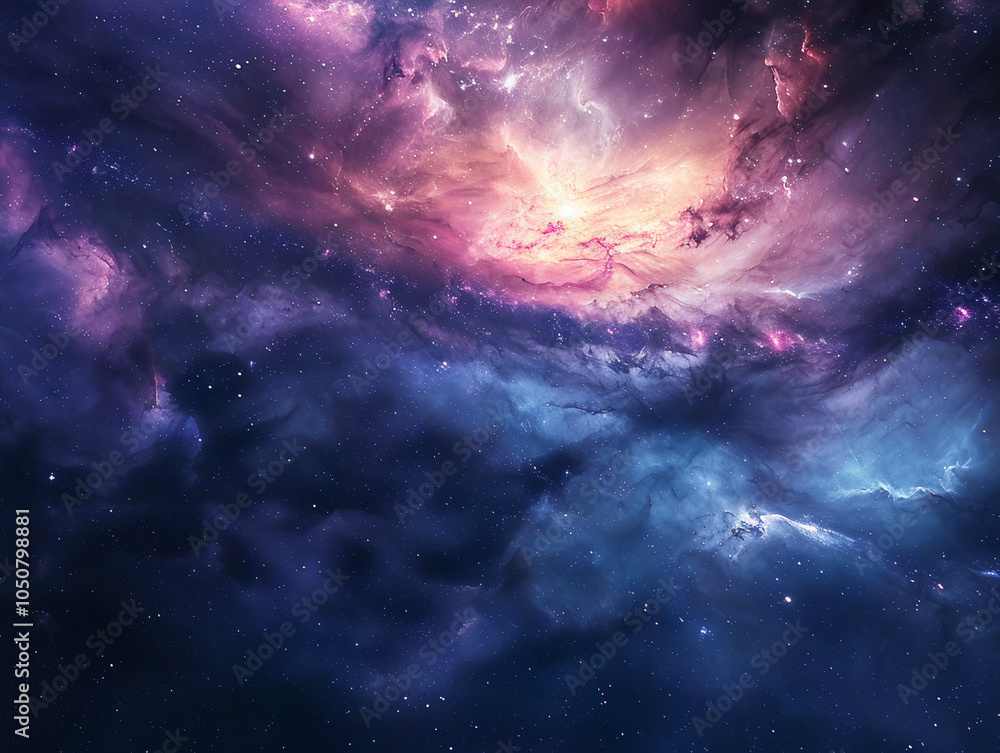 Fototapeta premium Background with distant galaxy and stars in space