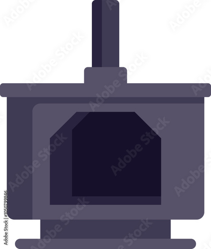 Minimalist vector illustration of a modern metal wood burning stove isolated on a white background