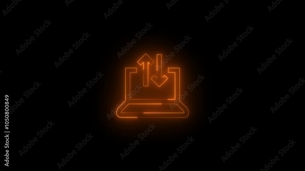 Neon delivery optimization icon glowing black background animation Neon delivery optimization icon glowing black background animation