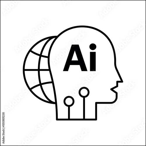 Artificial Intelligence World. Cyber Digital Technology. Stock Vector Illustration.