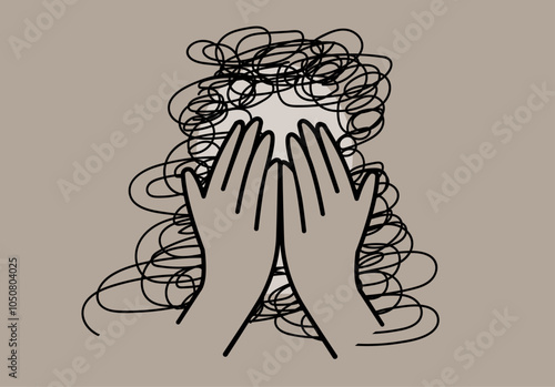 Traumatic experience zigzag dizzy head mental health illustration