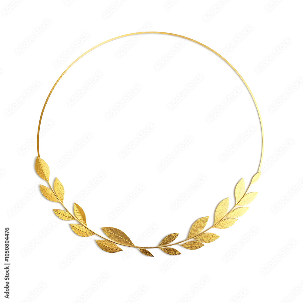 luxury gold leaf simple circle border on white background. Generative AI luxury gold leaf simple circle border on white background. Generative AI