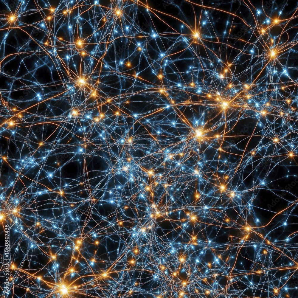Fototapeta premium Abstract Neural Network Illustration: Interconnected Glowing Lines