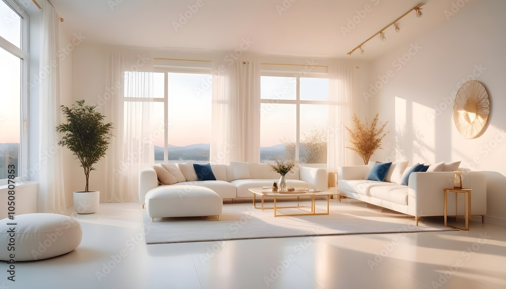 Fototapeta premium Photo interior modern design room 3d illustration 