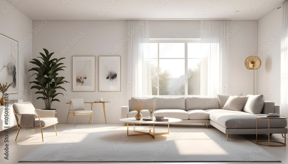 Fototapeta premium Photo interior modern design room 3d illustration 