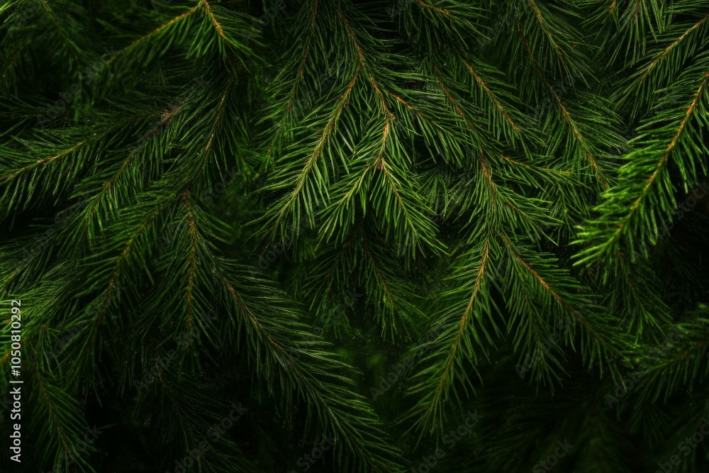 Close-up of a lush green pine tree branch with vibrant needles in natural sunlight. Close-up of a lush green pine tree branch with vibrant needles in natural sunlight.