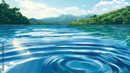 Gentle ripples across the blue lagoon adobe illustrator