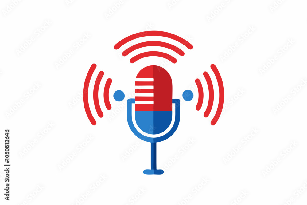 World Radio Day Microphone and Radio Waves Vector Illustration World Radio Day Microphone and Radio Waves Vector Illustration