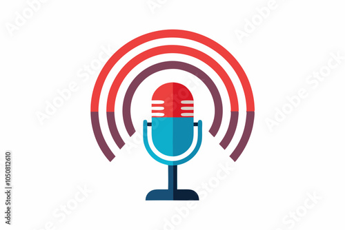 World Radio Day Microphone and Radio Waves Vector Illustration