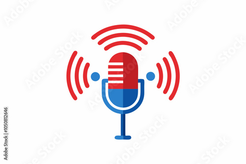 World Radio Day Microphone and Radio Waves Vector Illustration