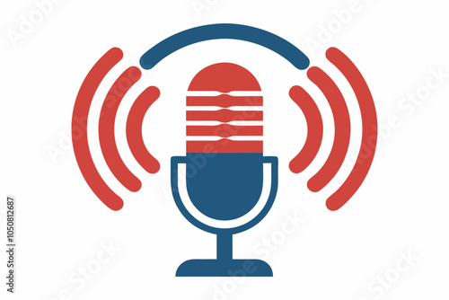 World Radio Day Microphone and Radio Waves Vector Illustration