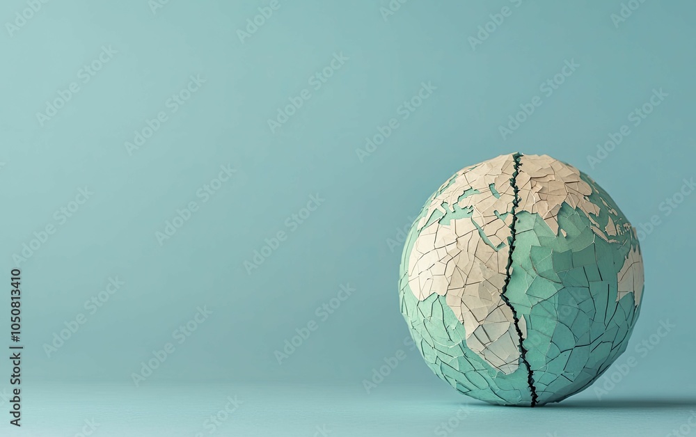 Artistic depiction of a globe divided by territorial disputes, abstract design, muted colors, engaging and reflective theme. Artistic depiction of a globe divided by territorial disputes, abstract design, muted colors, engaging and reflective theme.