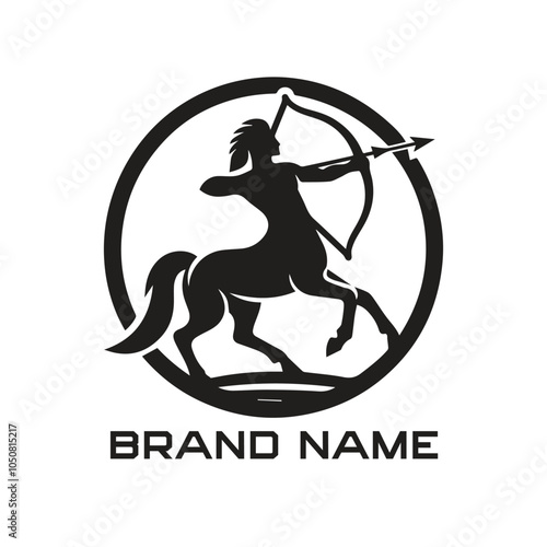 Centaur Bow Arrows Vector Logo.  Archer Logo Design Template Vector