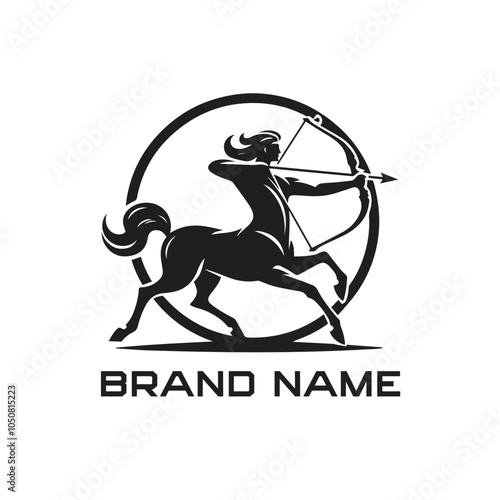 Centaur Bow Arrows Vector Logo.  Archer Logo Design Template Vector