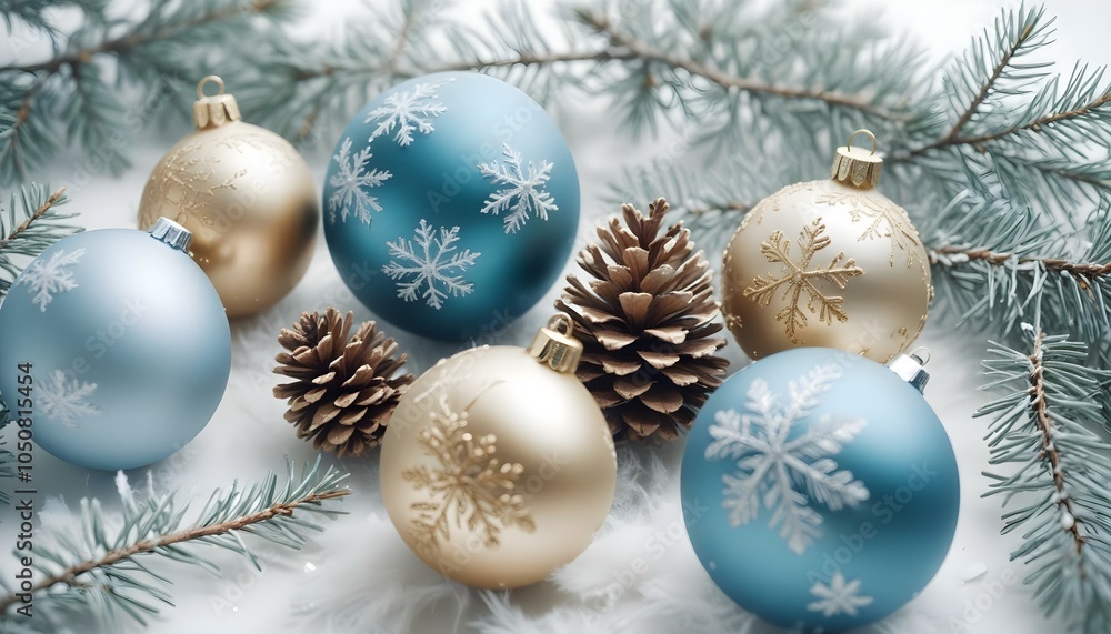 Line of christmas decoration with lights on white background. AI generated Line of christmas decoration with lights on white background. AI generated