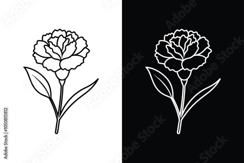 Carnation icon from nature outline collection ,icon isolated on white background.