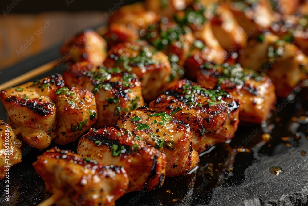 Grilled Chicken Skewers: A Close-Up Look at Deliciousness Grilled Chicken Skewers: A Close-Up Look at Deliciousness