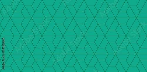 Seamless geometric pattern. Green abstract background with thin lines.