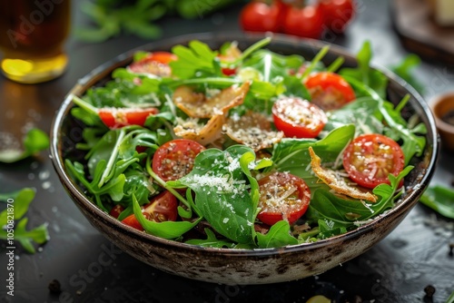 Delicious Arugula Salad with Cherry Tomatoes and Parmesan