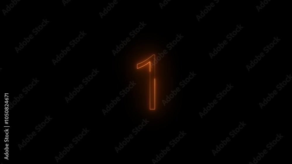 Neon dial 1 icon glowing black background animation Neon dial 1 icon glowing black background animation