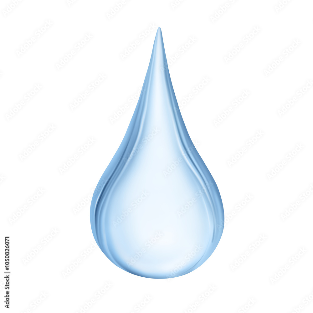 One drop of clear water isolated on white One drop of clear water isolated on white