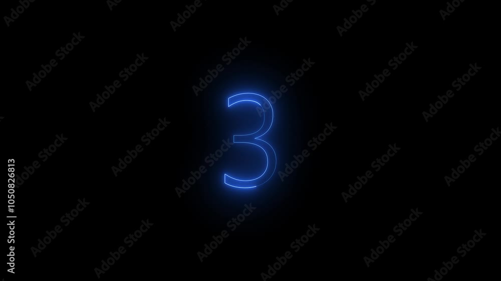 Neon dial 3 icon glowing black background animation Neon dial 3 icon glowing black background animation