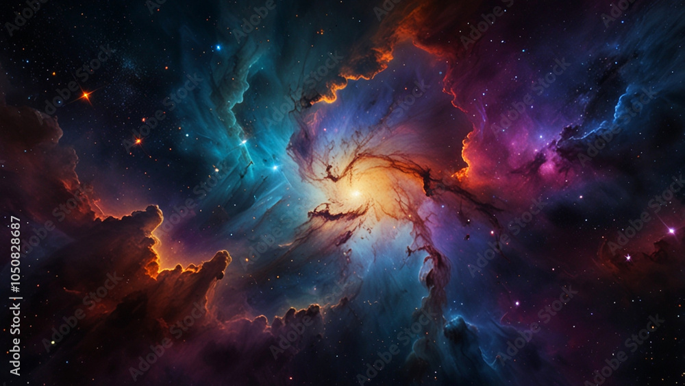 Fototapeta premium Colorful space galaxy cloud nebula. Stary night cosmos. Supernova background wallpaper