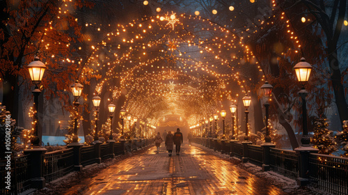 Festive decoration on the street in winter.