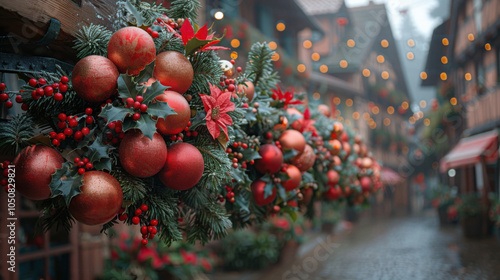 Festive decoration on the street in winter.