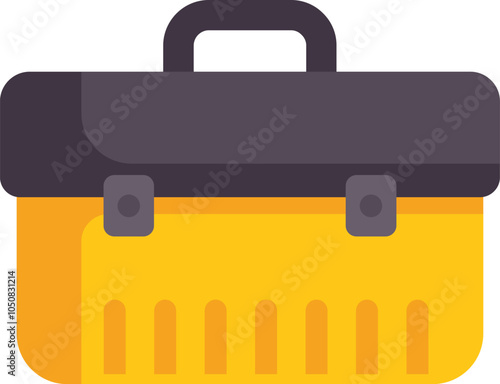 Yellow toolbox with a black handle is waiting to be filled with tools for any kind of repairing work